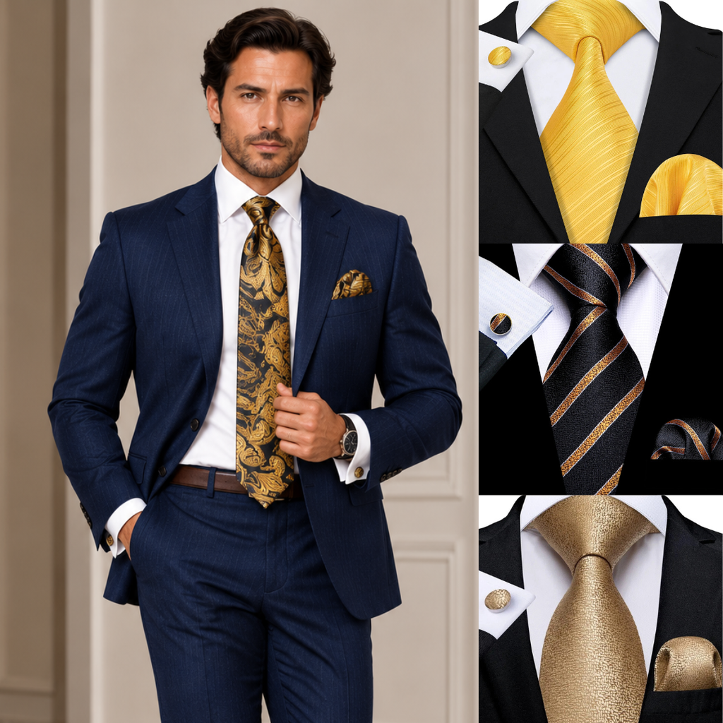 Golden Hour Jacquard Tie & Accessories Set
