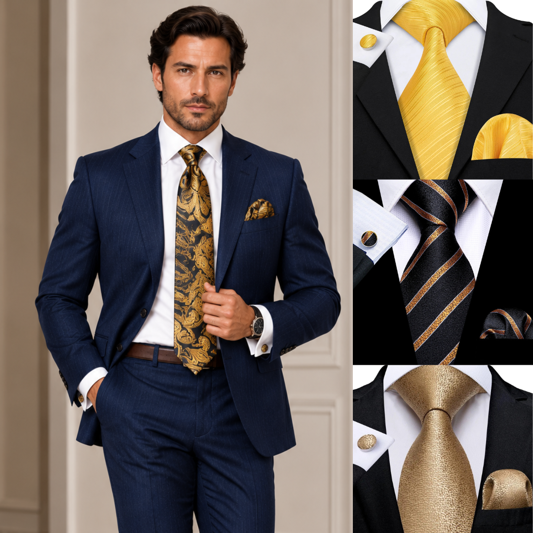 Golden Hour Jacquard Tie & Accessories Set