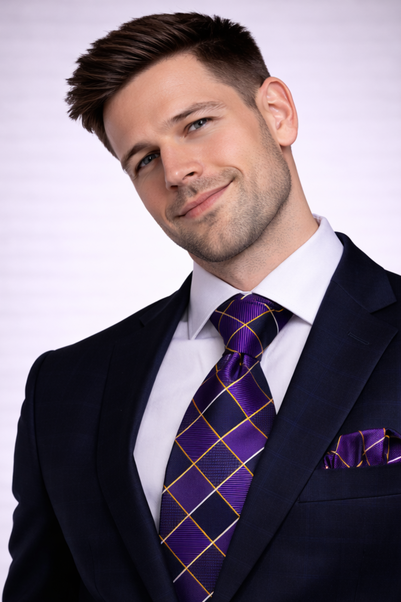 The Purple Floral Silk Tie Set