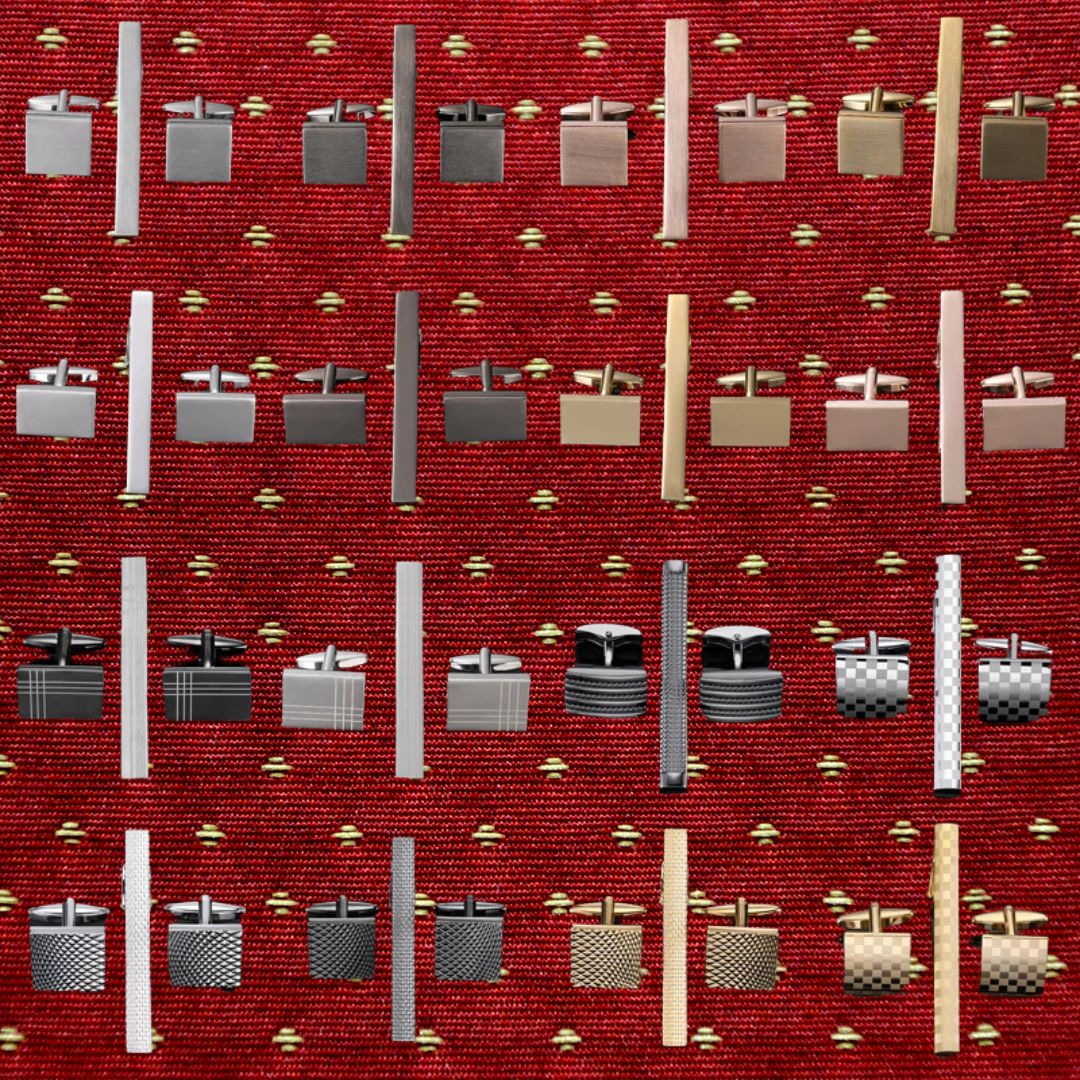 Classic Laser-Engraved Tie Clip & Cufflink Set