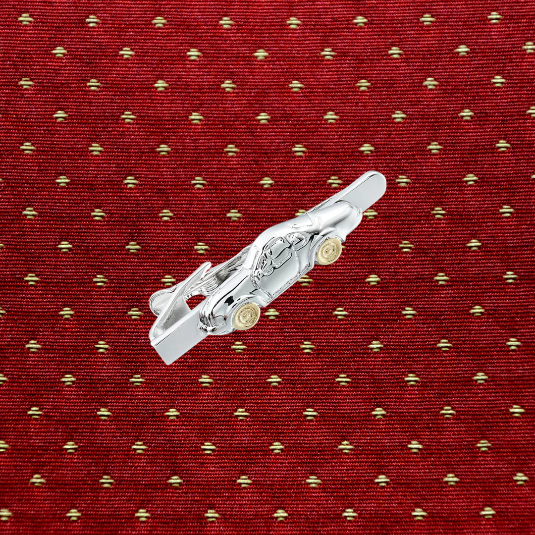 Silver Car Motif Tie Clip