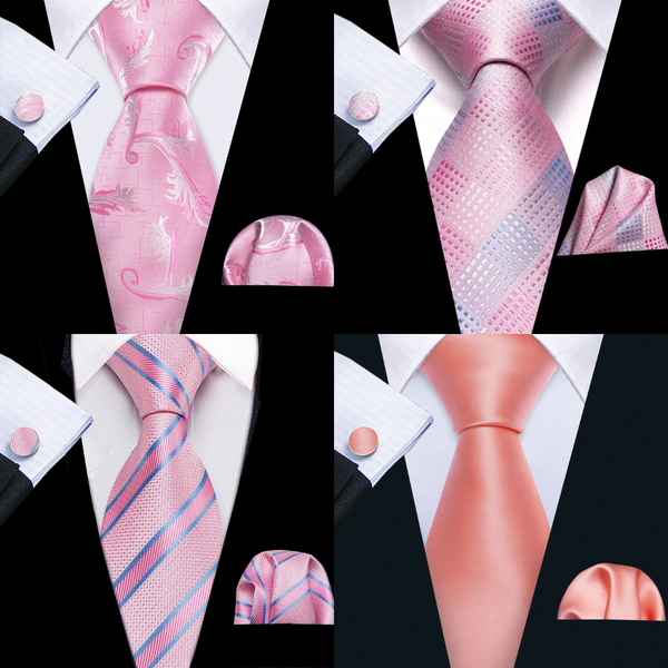 The Pink Coral Silk Tie Set