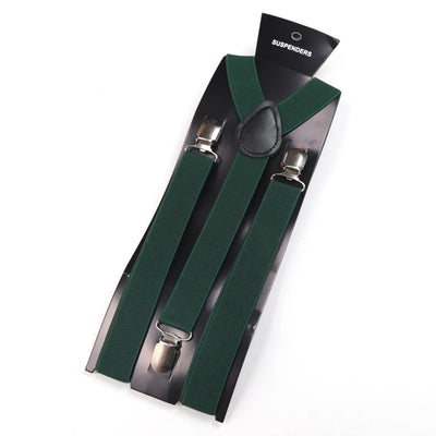Unisex Solid Color Elastic Leather Suspenders – Adjustable Braces for Suits, Skirts & Weddings
