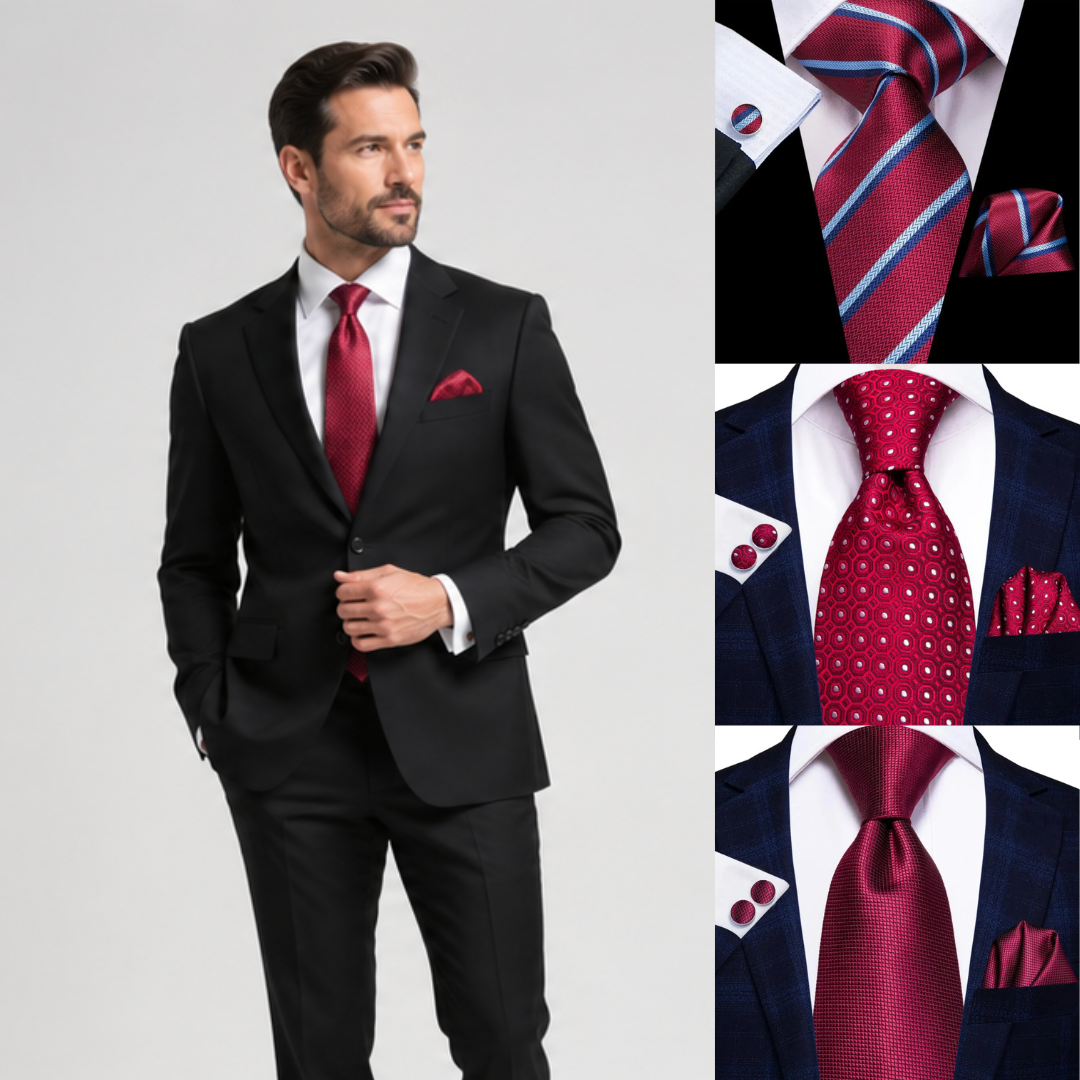 Burgundy Monarch™ Silk Tie Set