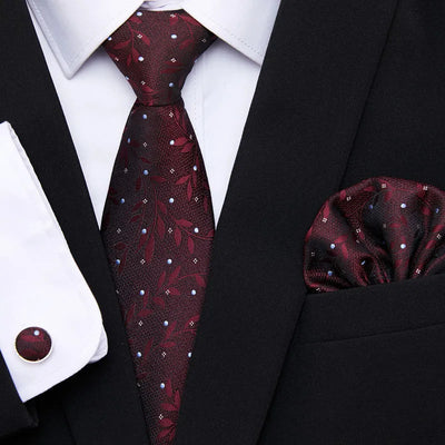 Golden Plaid Prestige Set – Jacquard Necktie, Handkerchief & Cufflinks Gift Set