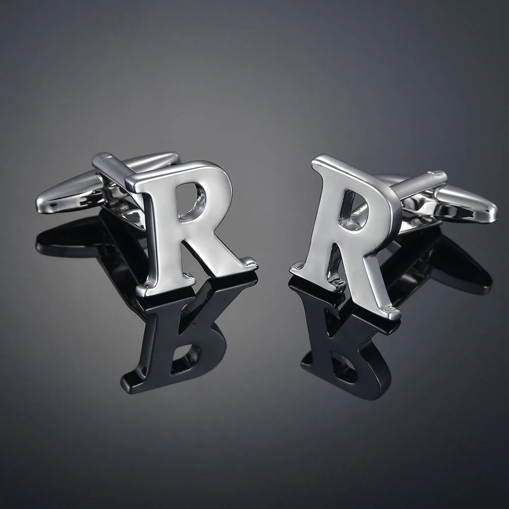 Monogram Elegance A–Z Cufflinks – Personalized Brass Silver Cuff Links