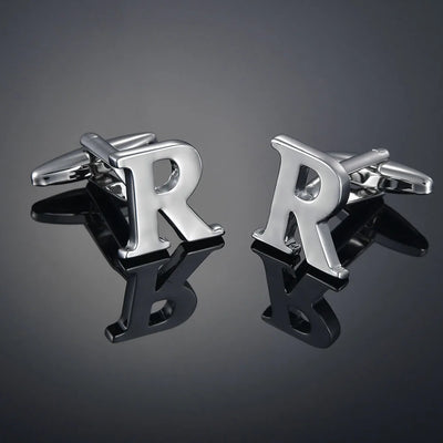 Monogram Elegance A–Z Cufflinks – Personalized Brass Silver Cuff Links