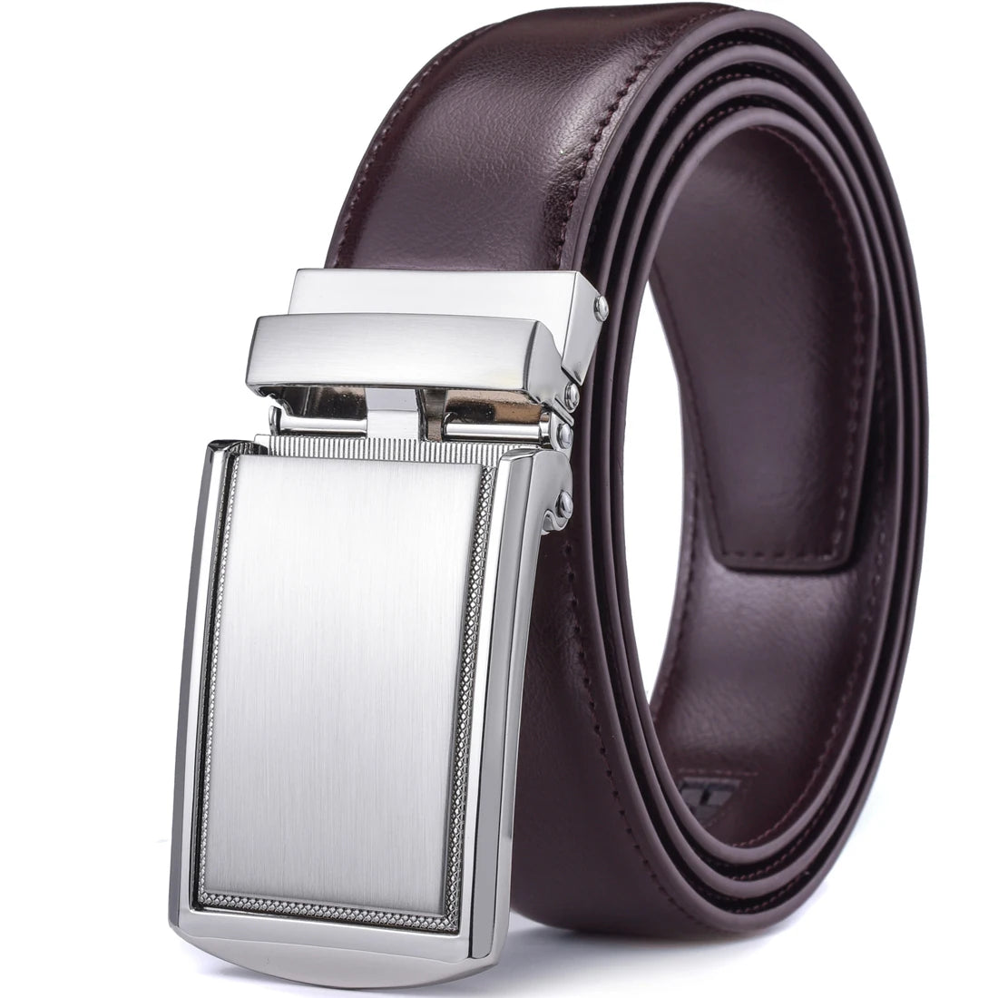 PrecisionFit Men’s Leather Ratchet Belt – Adjustable Automatic Buckle Dress Belt