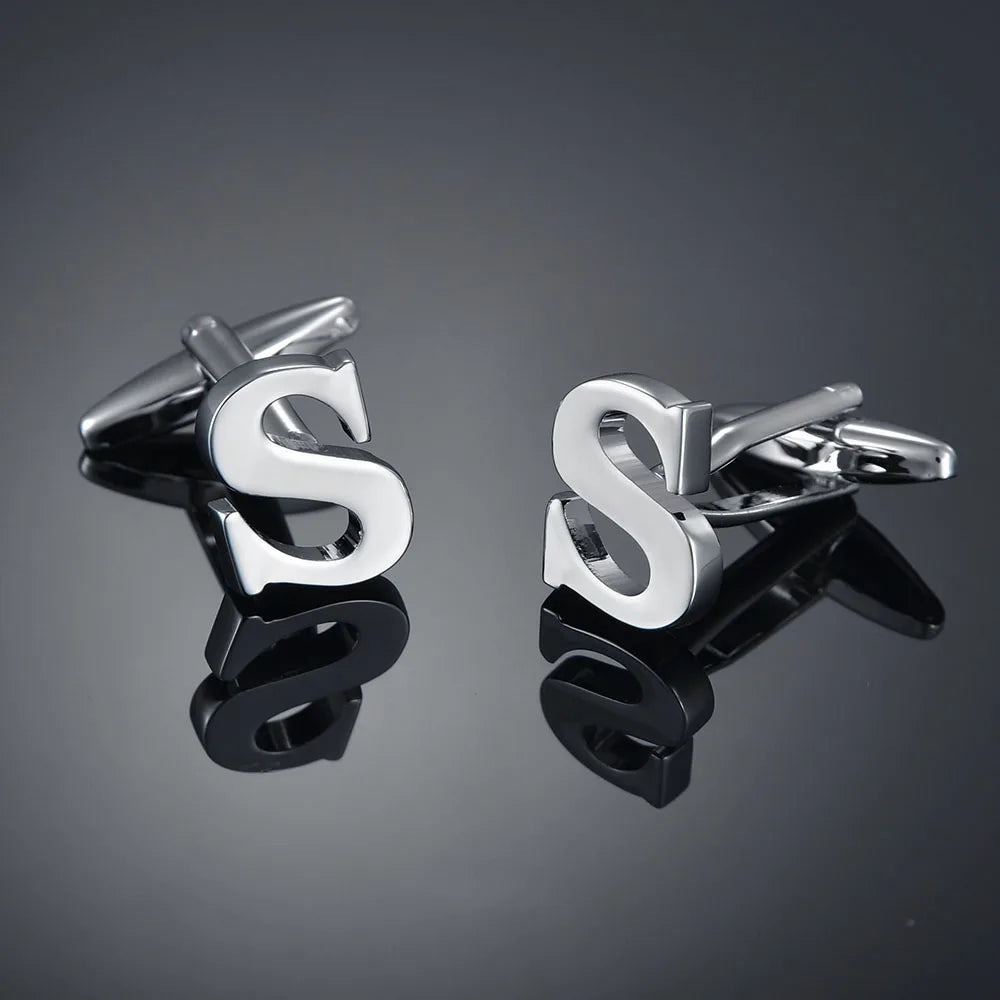 Monogram Elegance A–Z Cufflinks – Personalized Brass Silver Cuff Links