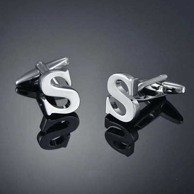 Monogram Elegance A–Z Cufflinks – Personalized Brass Silver Cuff Links