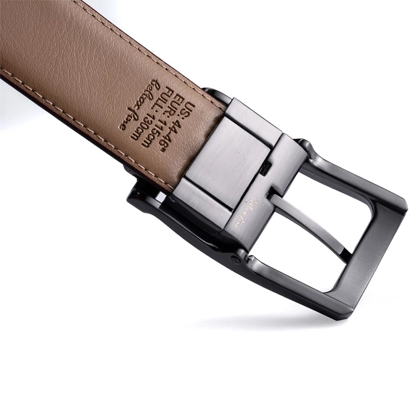 TurnCraft Reversible Leather Belt – Two-in-One Classic Dress Belt for Men (85–160 cm)