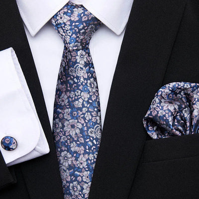 Golden Plaid Prestige Set – Jacquard Necktie, Handkerchief & Cufflinks Gift Set