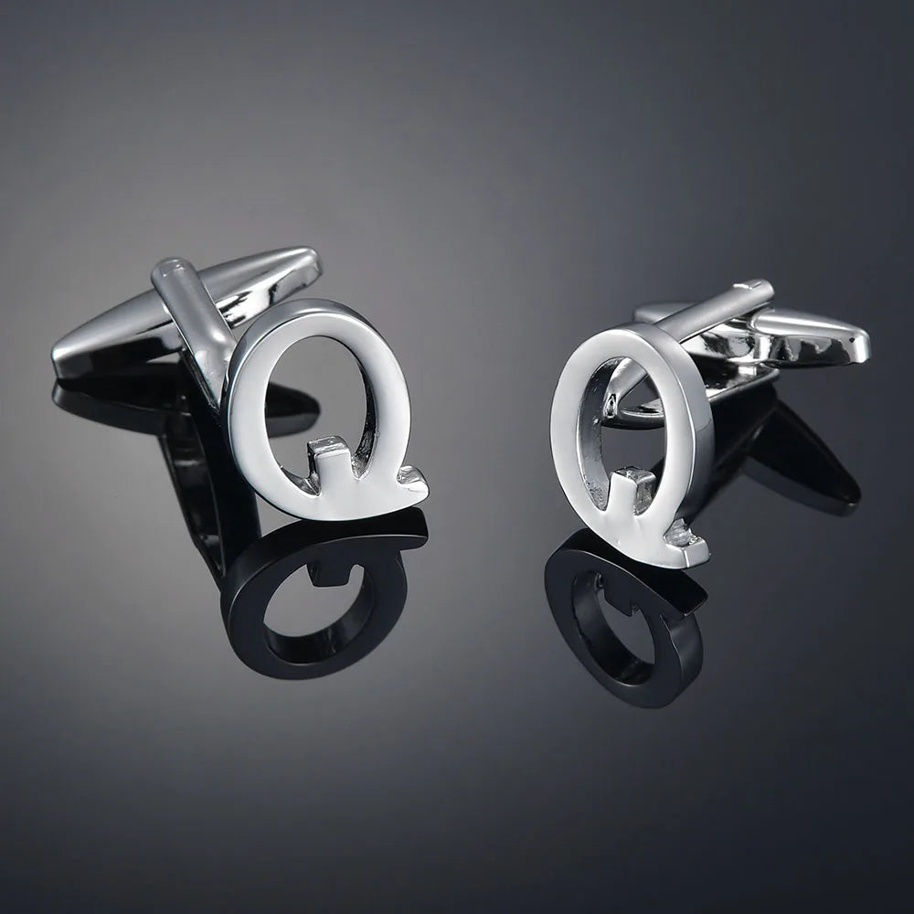 Monogram Elegance A–Z Cufflinks – Personalized Brass Silver Cuff Links