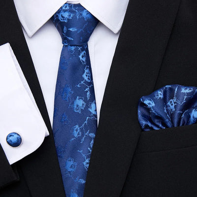 Golden Plaid Prestige Set – Jacquard Necktie, Handkerchief & Cufflinks Gift Set