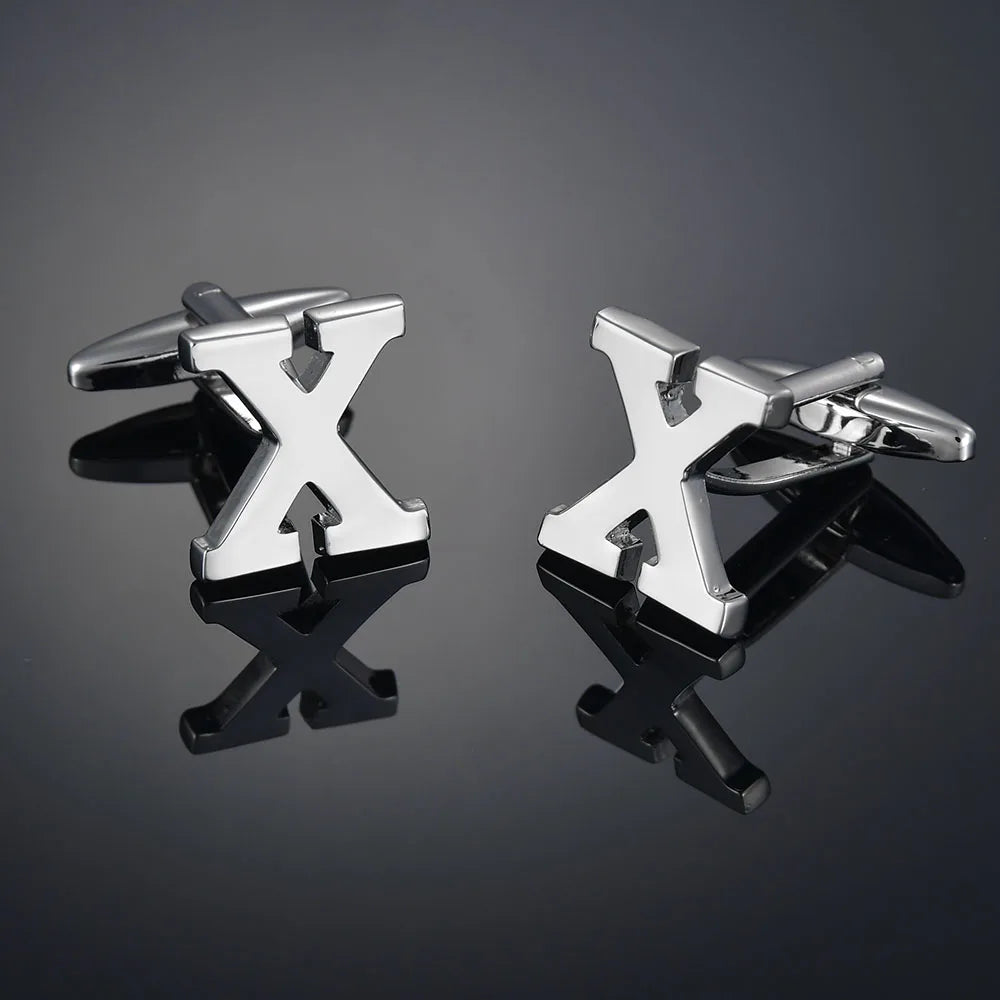 Monogram Elegance A–Z Cufflinks – Personalized Brass Silver Cuff Links