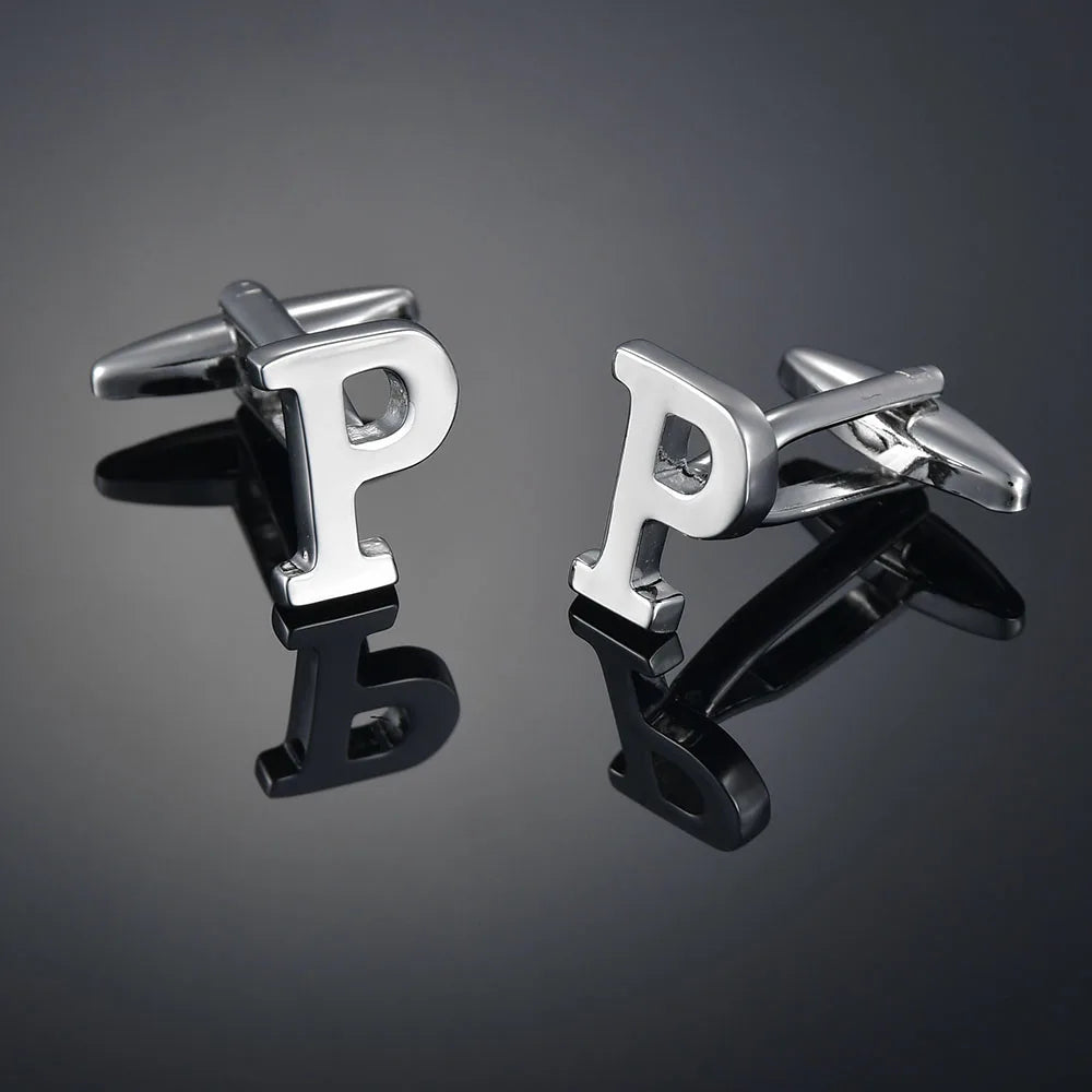 Monogram Elegance A–Z Cufflinks – Personalized Brass Silver Cuff Links