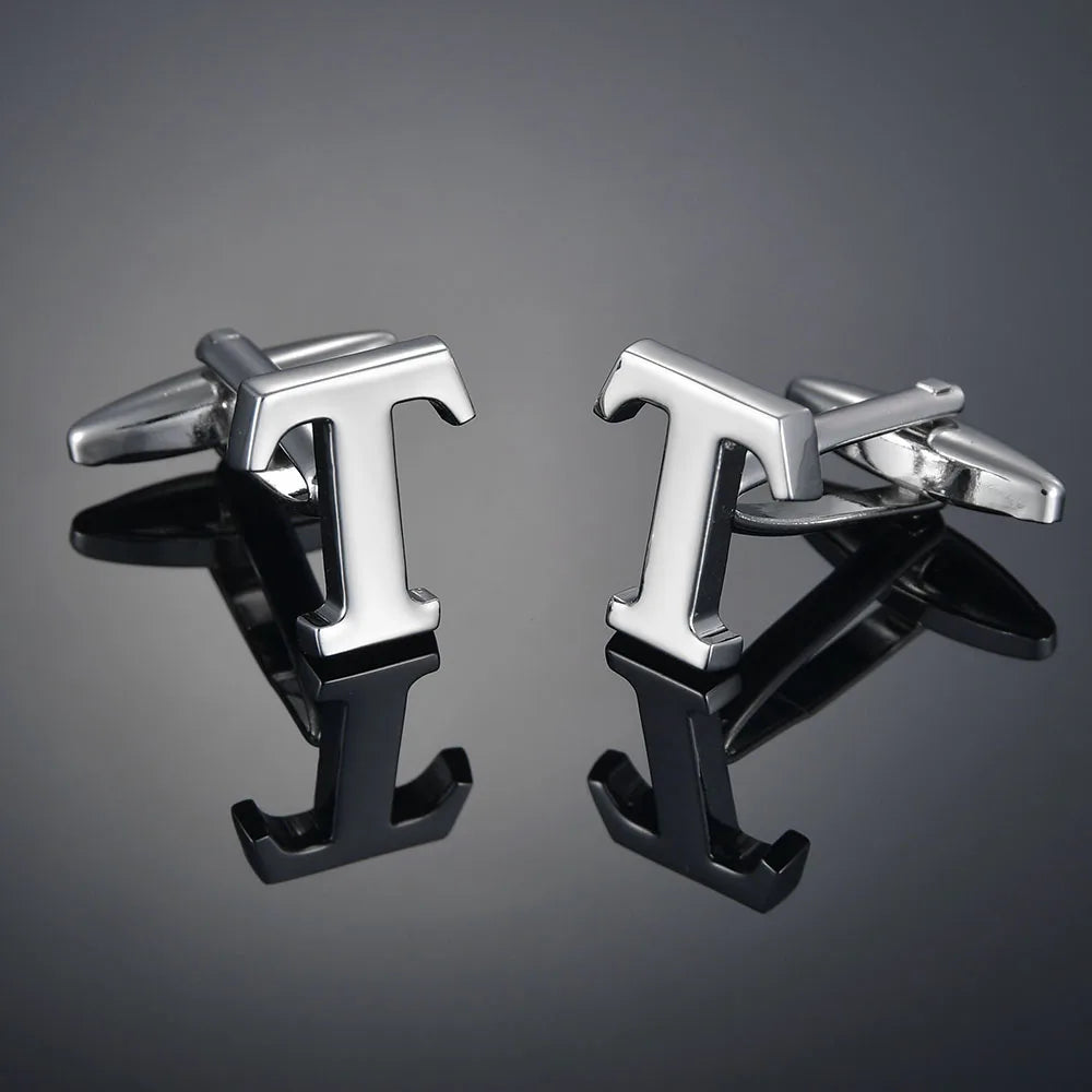 Monogram Elegance A–Z Cufflinks – Personalized Brass Silver Cuff Links