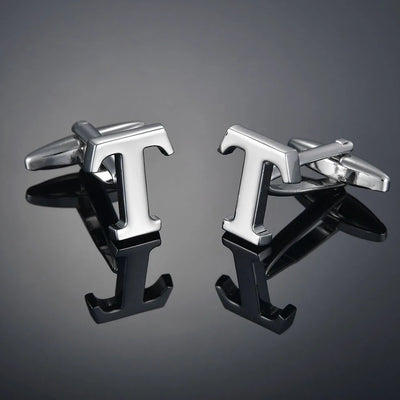 Monogram Elegance A–Z Cufflinks – Personalized Brass Silver Cuff Links