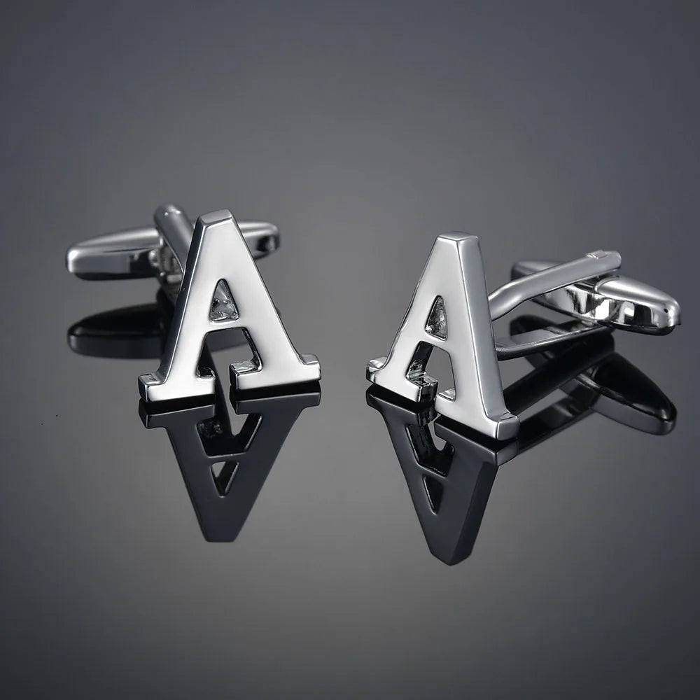 Monogram Elegance A–Z Cufflinks – Personalized Brass Silver Cuff Links
