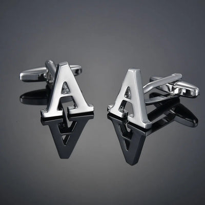 Monogram Elegance A–Z Cufflinks – Personalized Brass Silver Cuff Links