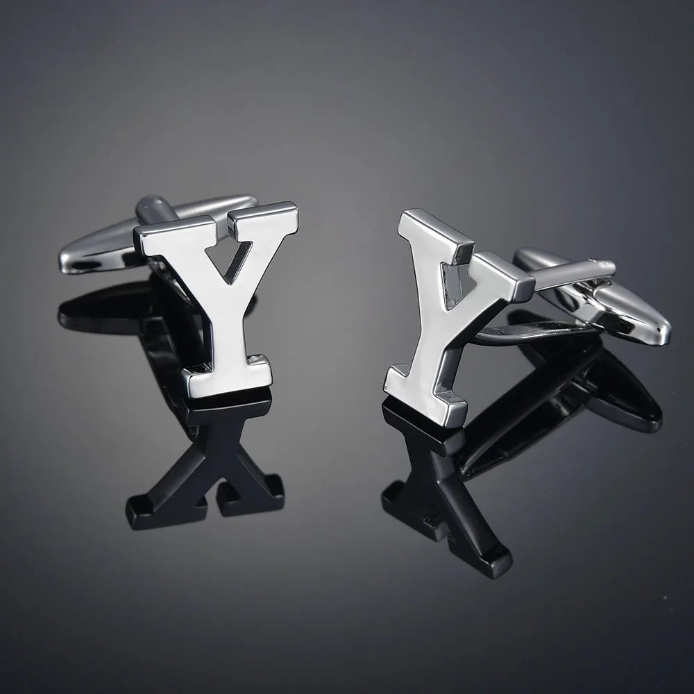 Monogram Elegance A–Z Cufflinks – Personalized Brass Silver Cuff Links