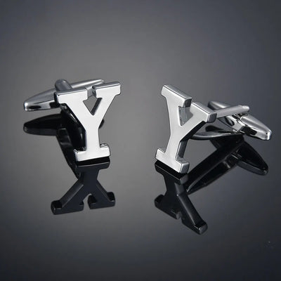 Monogram Elegance A–Z Cufflinks – Personalized Brass Silver Cuff Links