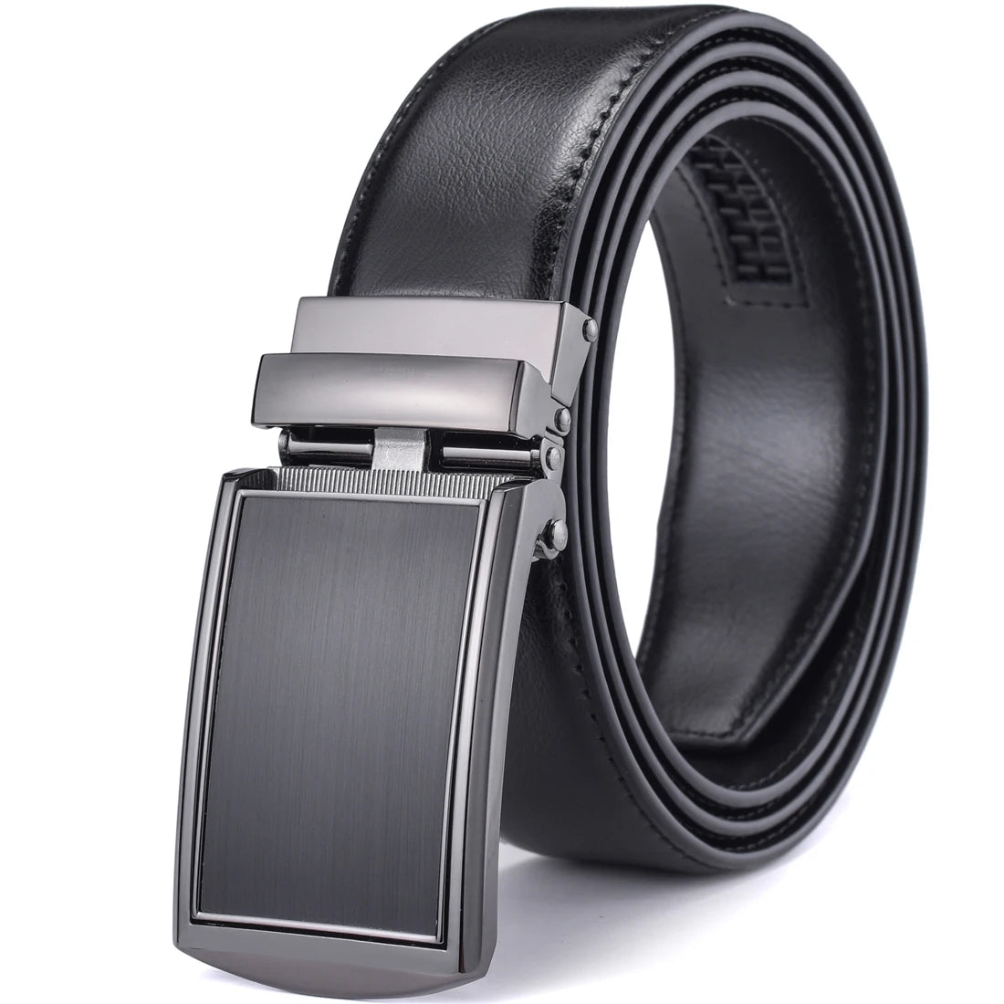 PrecisionFit Men’s Leather Ratchet Belt – Adjustable Automatic Buckle Dress Belt