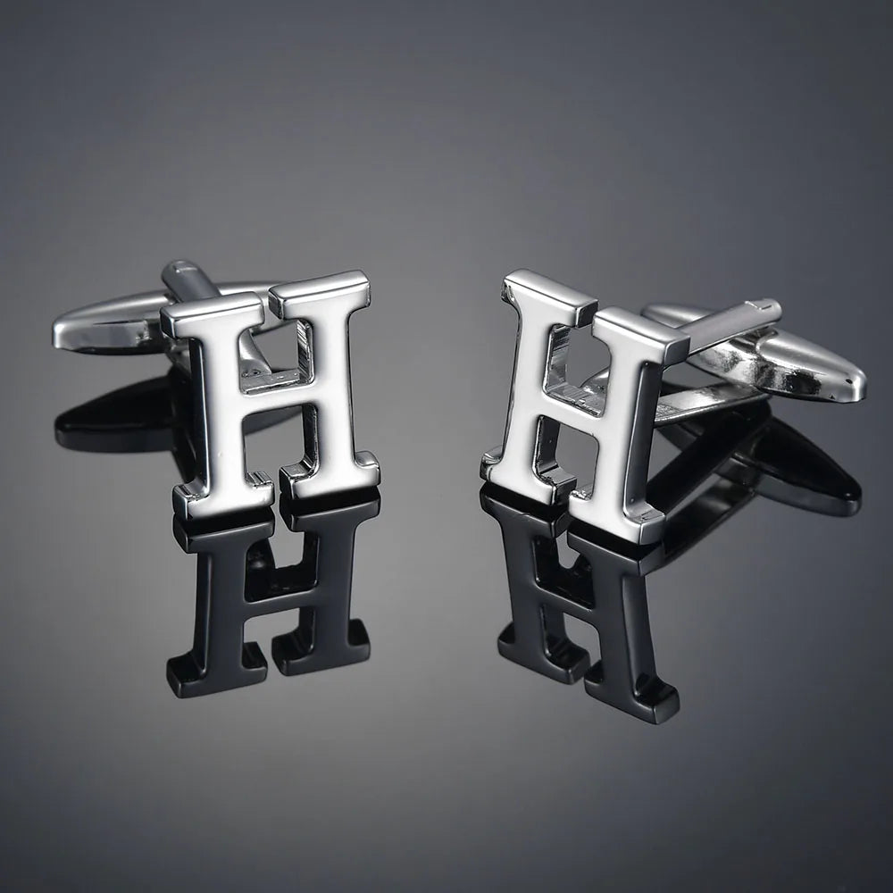 Monogram Elegance A–Z Cufflinks – Personalized Brass Silver Cuff Links