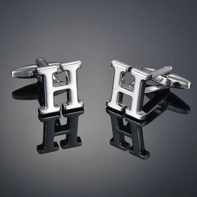 Monogram Elegance A–Z Cufflinks – Personalized Brass Silver Cuff Links