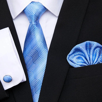 Golden Plaid Prestige Set – Jacquard Necktie, Handkerchief & Cufflinks Gift Set