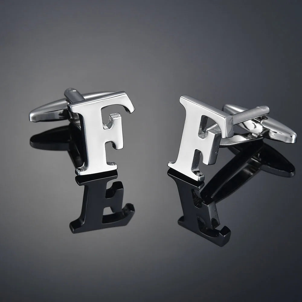 Monogram Elegance A–Z Cufflinks – Personalized Brass Silver Cuff Links