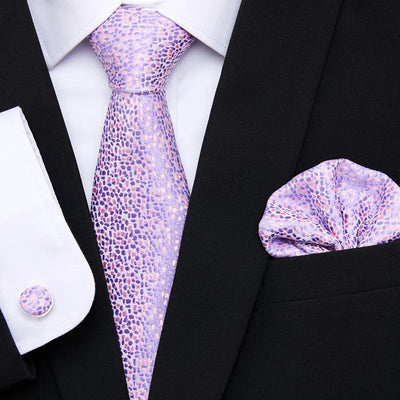 Golden Plaid Prestige Set – Jacquard Necktie, Handkerchief & Cufflinks Gift Set