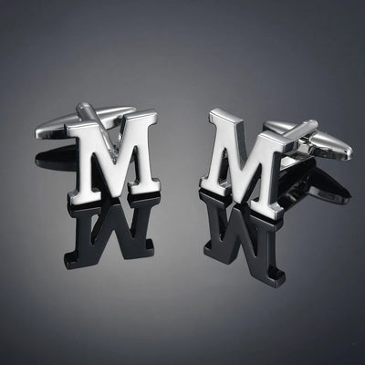 Monogram Elegance A–Z Cufflinks – Personalized Brass Silver Cuff Links