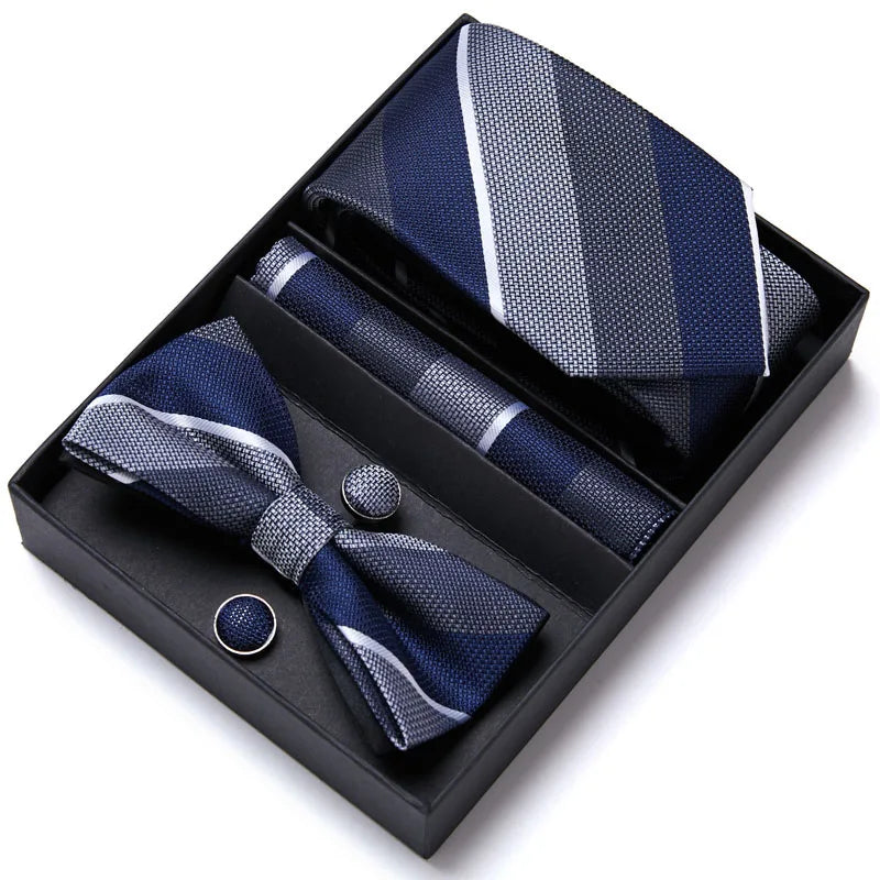 VanGise Prestige Tuxedo Gift Set – Silk Tie, Bow Tie, Cufflinks & Handkerchief
