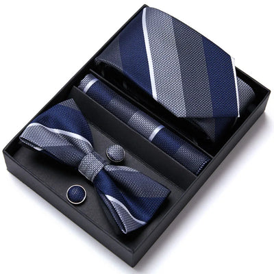 VanGise Prestige Tuxedo Gift Set – Silk Tie, Bow Tie, Cufflinks & Handkerchief