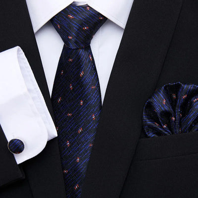 Golden Plaid Prestige Set – Jacquard Necktie, Handkerchief & Cufflinks Gift Set