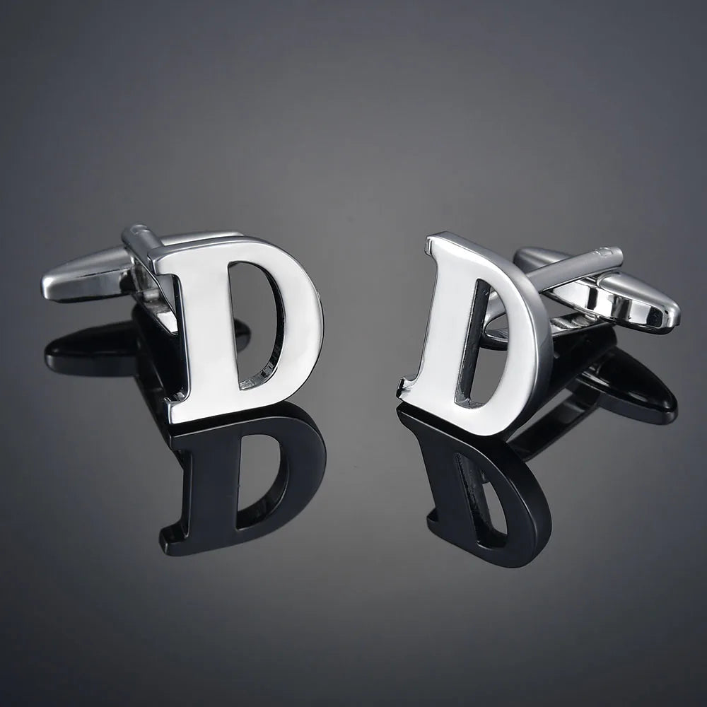 Monogram Elegance A–Z Cufflinks – Personalized Brass Silver Cuff Links