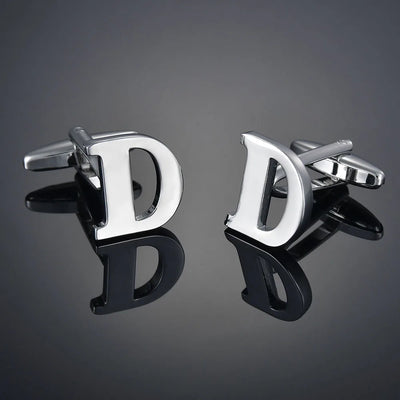 Monogram Elegance A–Z Cufflinks – Personalized Brass Silver Cuff Links