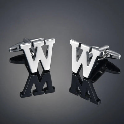 Monogram Elegance A–Z Cufflinks – Personalized Brass Silver Cuff Links