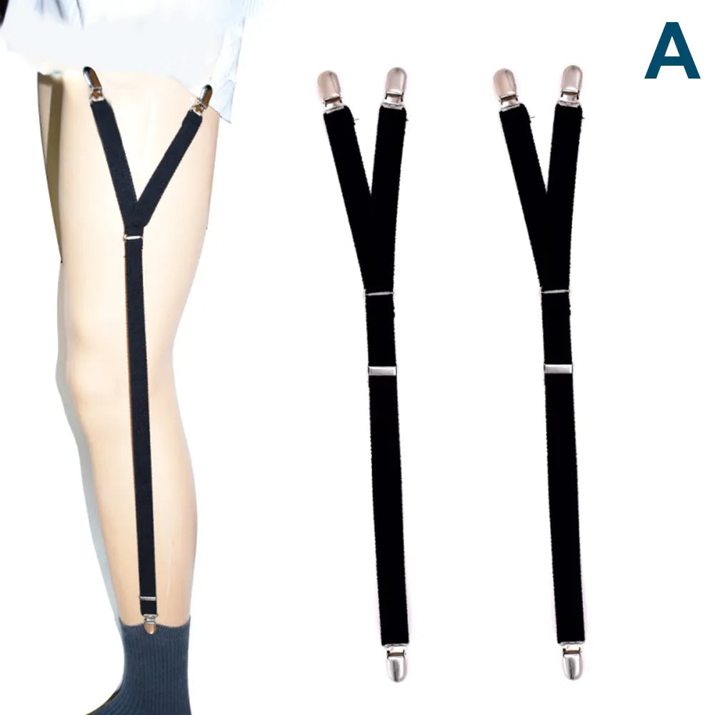 Men’s Adjustable Y-Shape Shirt Stays – Non-Slip Elastic Garter Suspenders for a Sharp, Tucked Look