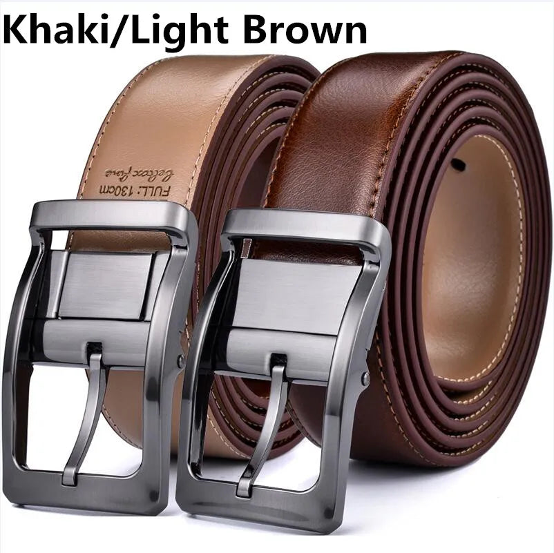 TurnCraft Reversible Leather Belt – Two-in-One Classic Dress Belt for Men (85–160 cm)
