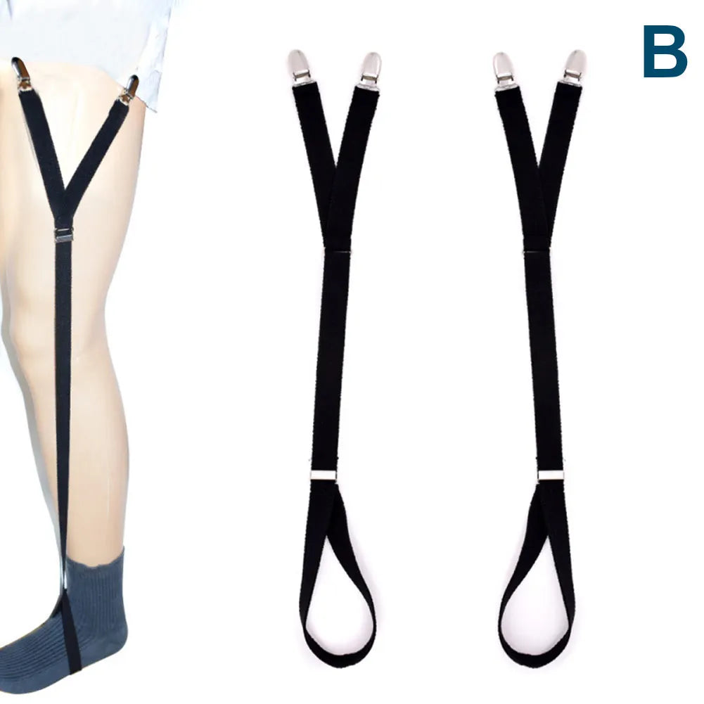 Men’s Adjustable Y-Shape Shirt Stays – Non-Slip Elastic Garter Suspenders for a Sharp, Tucked Look