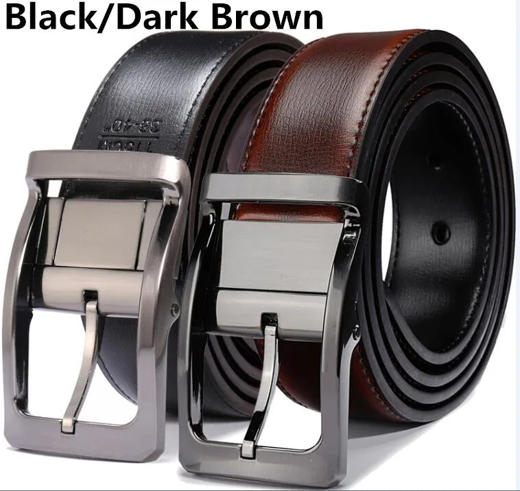 TurnCraft Reversible Leather Belt – Two-in-One Classic Dress Belt for Men (85–160 cm)