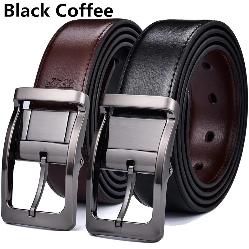 TurnCraft Reversible Leather Belt – Two-in-One Classic Dress Belt for Men (85–160 cm)
