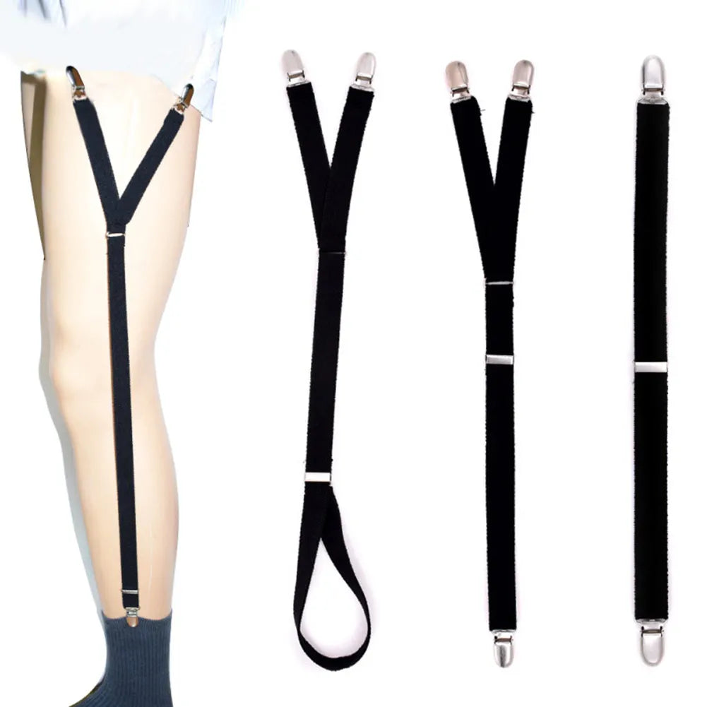 Men’s Adjustable Y-Shape Shirt Stays – Non-Slip Elastic Garter Suspenders for a Sharp, Tucked Look