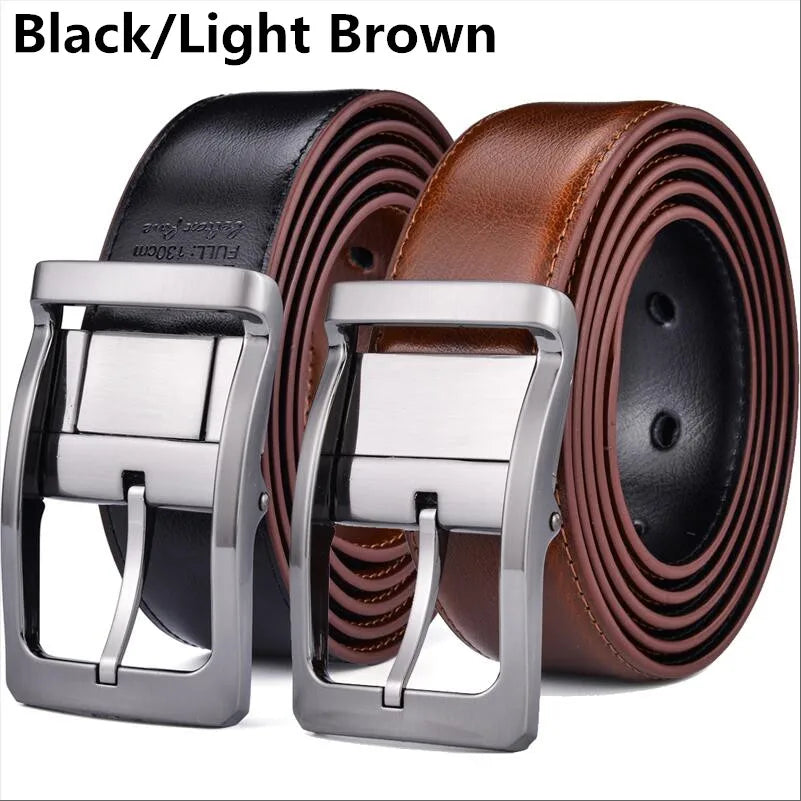 TurnCraft Reversible Leather Belt – Two-in-One Classic Dress Belt for Men (85–160 cm)