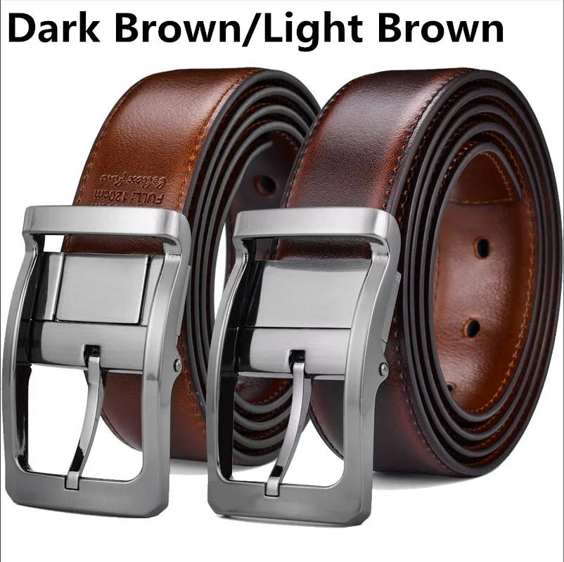 TurnCraft Reversible Leather Belt – Two-in-One Classic Dress Belt for Men (85–160 cm)