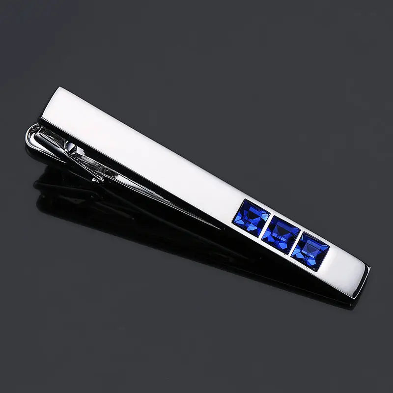 DynastiQ™ Enamel Crystal Tie Clip – Luxury Men’s Wedding & Formal Accessory