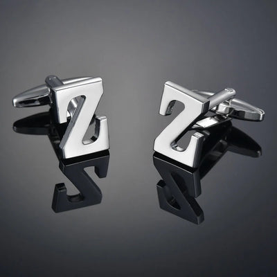 Monogram Elegance A–Z Cufflinks – Personalized Brass Silver Cuff Links
