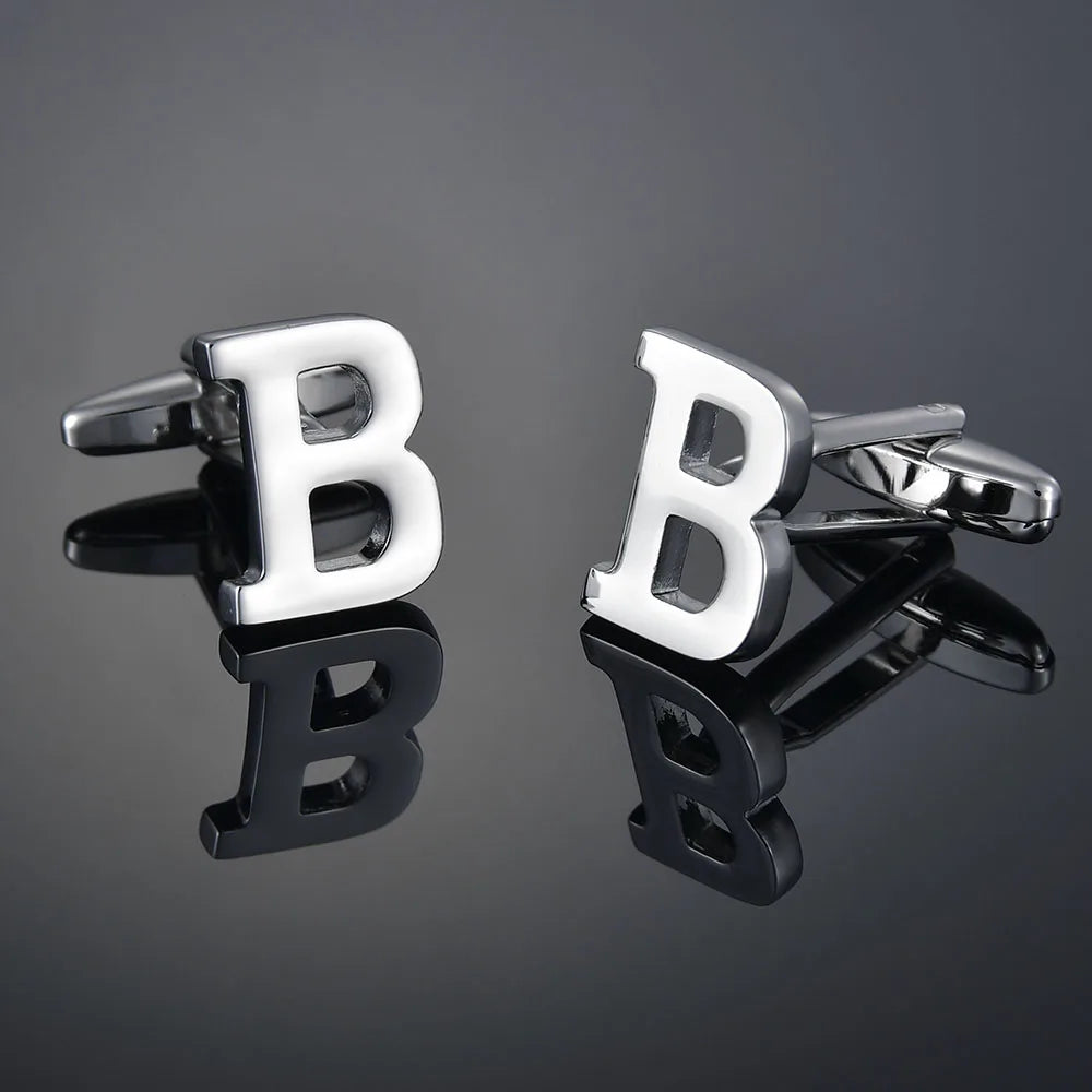 Monogram Elegance A–Z Cufflinks – Personalized Brass Silver Cuff Links